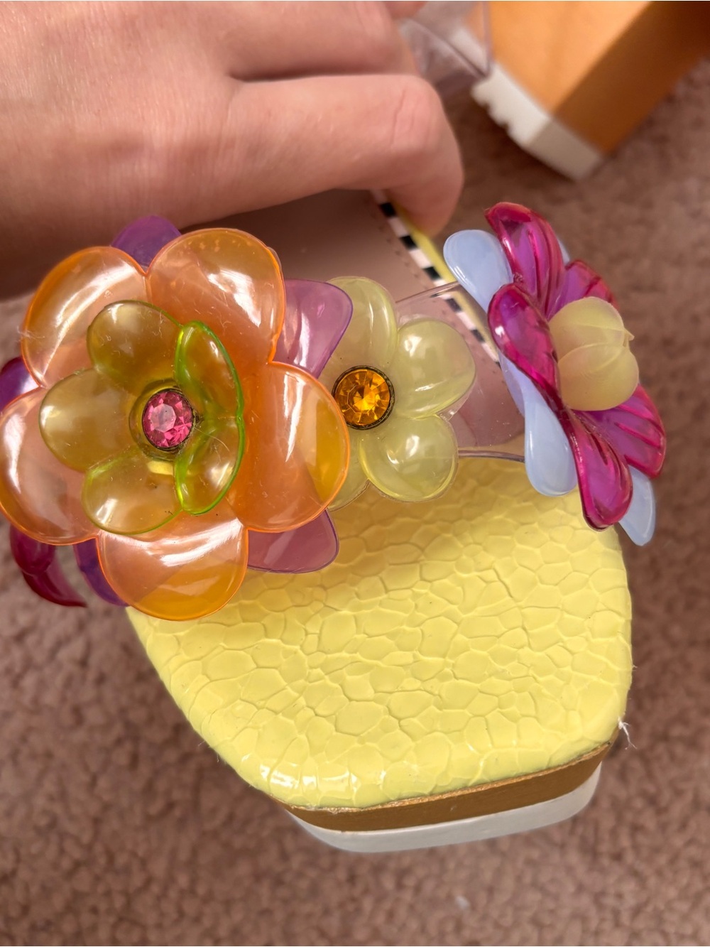 Betsey Johnson Yellow Floryn Platform Sandals with Clear Straps - Picture 3 of 10